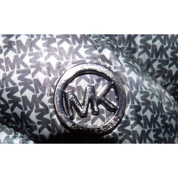 Michael Kors Packable Puffer Jacket Coat Hooded Signature All Over Print Medium - Picture 10 of 16